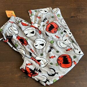Mens Pajama Plush Pants sz M Jack Skellington Halloween Bats Jackolantern New